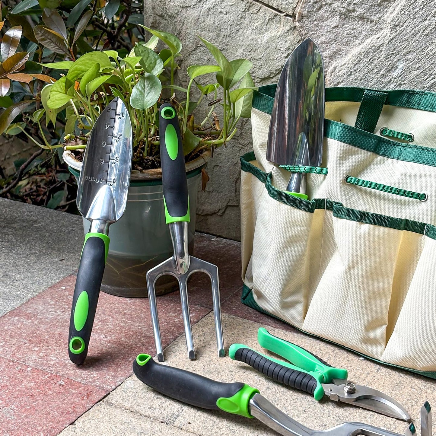 Gardening Supplies, Garden Tool Set, 19 Pcs Stainless Steel Garden Tool Kit with Bag, Ideal Gardening Gifts for Women