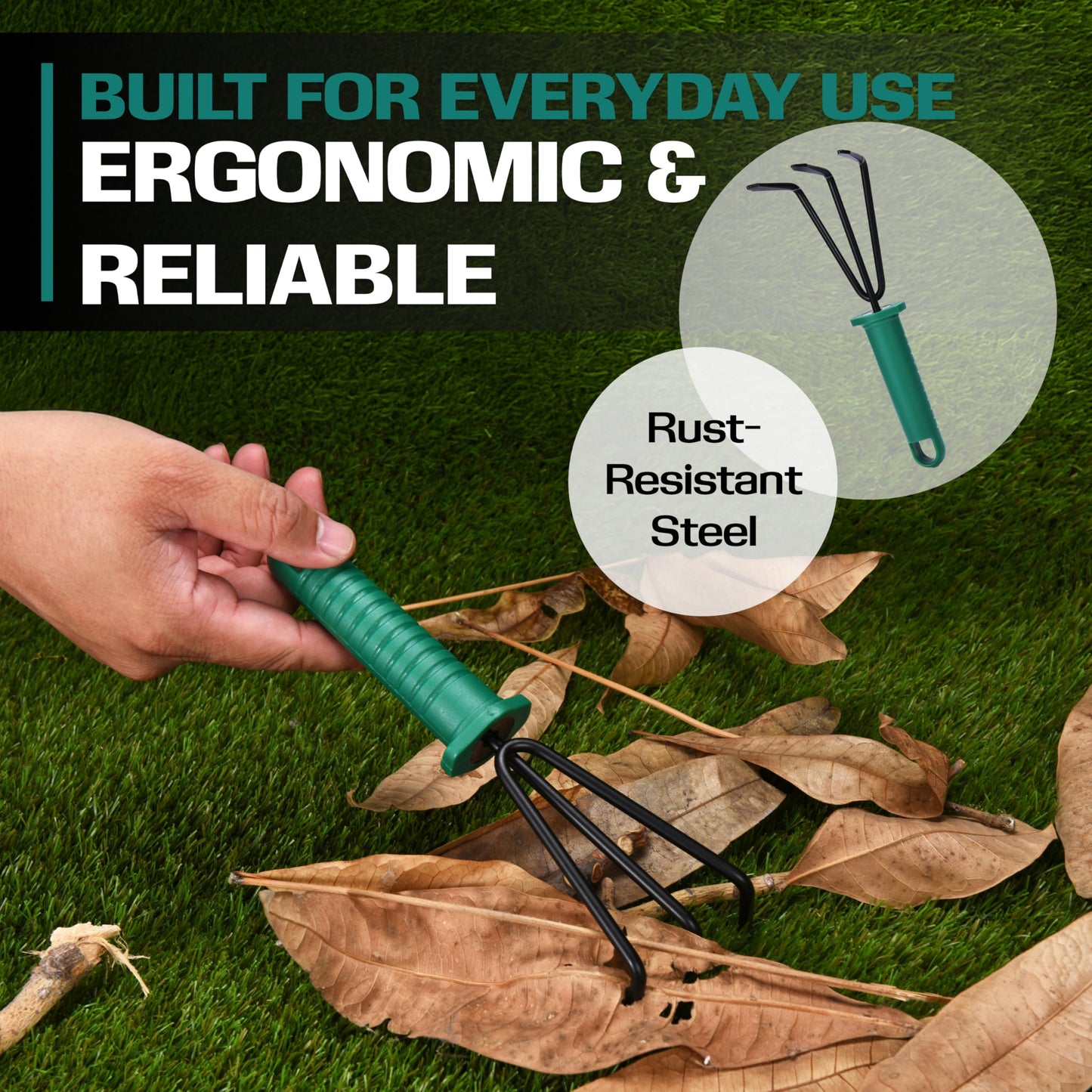 2wayz Garden Tool Set - 5-Piece Durable Gardening Hand Tools - 3x12x7-inch Gardening Kit with Portable Box and Carrying Case - Small Garden Planting and Essentials Tools - Gift for Garden Lovers