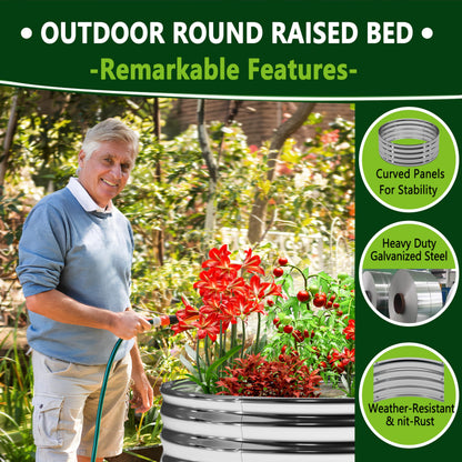 DIIYIV 3Pack 3x3x1ft Galvanized Raised Garden Bed, Planter Raised Garden Beds Outdoor, Round Clearance Raised Garden Beds for Gardening Vegetables