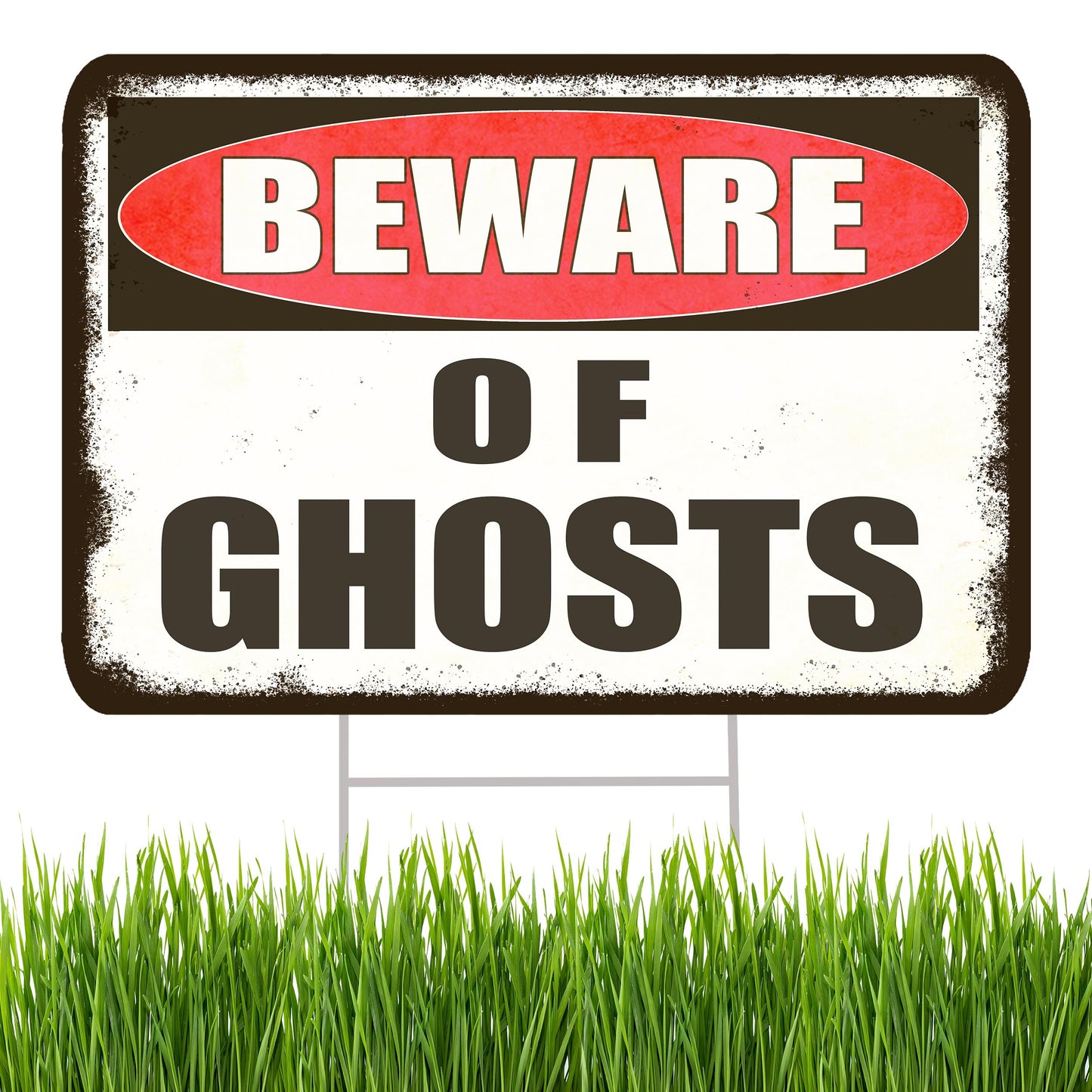 Large Beware of Ghosts Danger Keep Out Halloween Yard Sign Home Outdoor Lawn Decoration With Stakes Scary Spooky Decor 17x13 Inches (Ghosts)