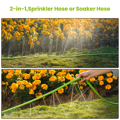 Sprinkler Soaker Hose 50FT 2Pack, Watering Hose with Holes, High-Efficiency Sprinklers System for Garden and Lawn with Staples