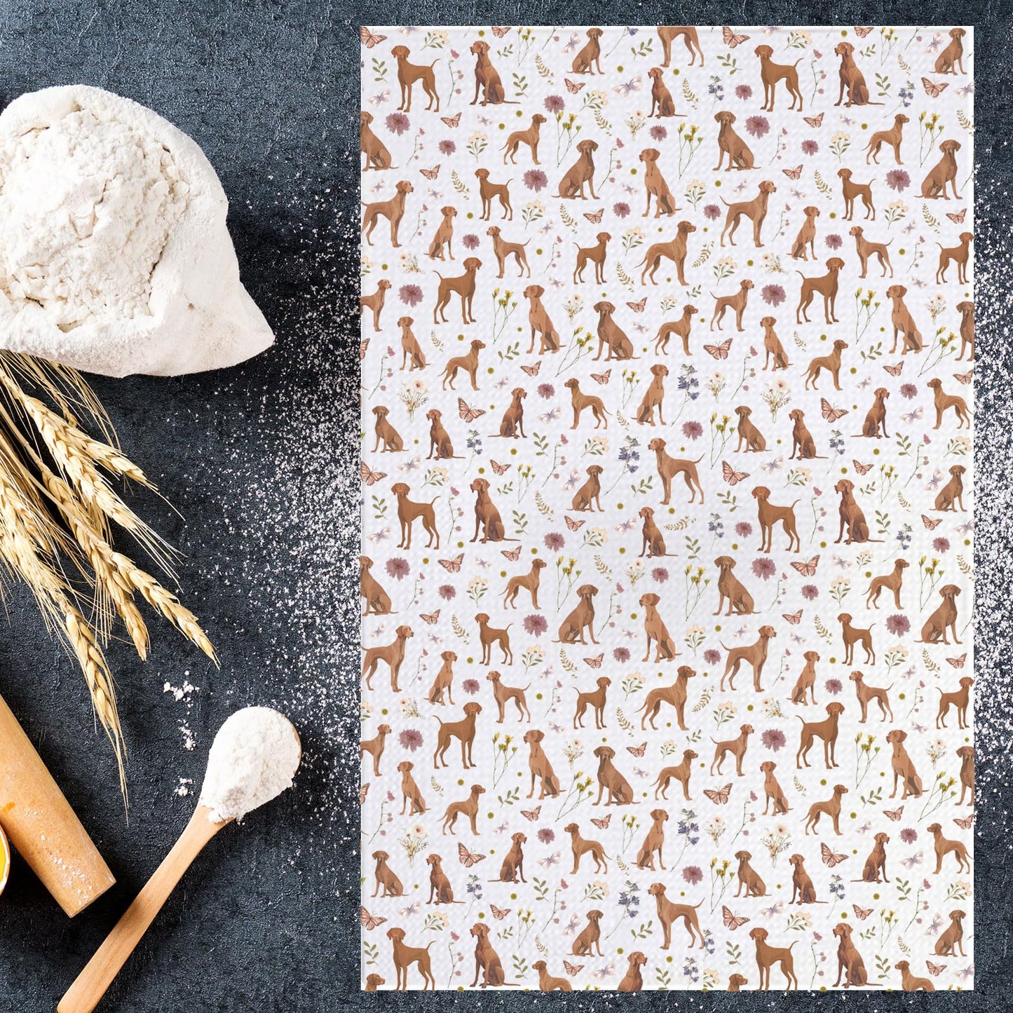 JNIAP Vizsla Dog Kitchen Towels Vizsla Lover Gift Vizsla Mom Gift Vizsla Owner Gift Hungarian Vizsla Dish Towels (Soil thindog kt)