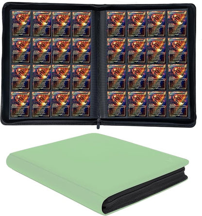 1000+ Pockets Trading Card Binder, 16-Pocket Card Ablum Compatible with MTG,Sports Cards & Other Standard Size Trading Cards (Light Green)