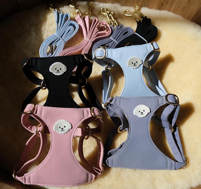 AetruffyPet 100% Cotton Dog Harness and Leash Set – Soft Breathable Vest for Small Dogs, Adjustable No-Choke Design, Lightweight Walking Set (XS/S/M) (Pink, S)