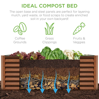 Best Choice Products 6x3x2ft Outdoor Metal Raised Garden Bed, Deep Root Box Planter for Vegetables, Flowers, Herbs, 269 Gallon Capacity, 100% Non Toxic Materials - Wood Grain
