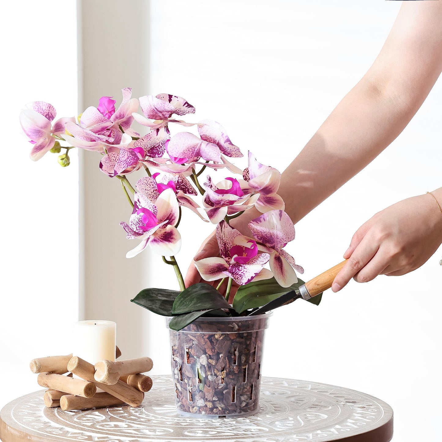 TRUEDAYS Orchid Pot – 4 Pack 5 Inch Clear Orchid Pots with Drainage Holes for Repotting – Ideal for Healthy Root Growth – Sturdy Plastic Plant Pot for Indoor & Outdoor Plants
