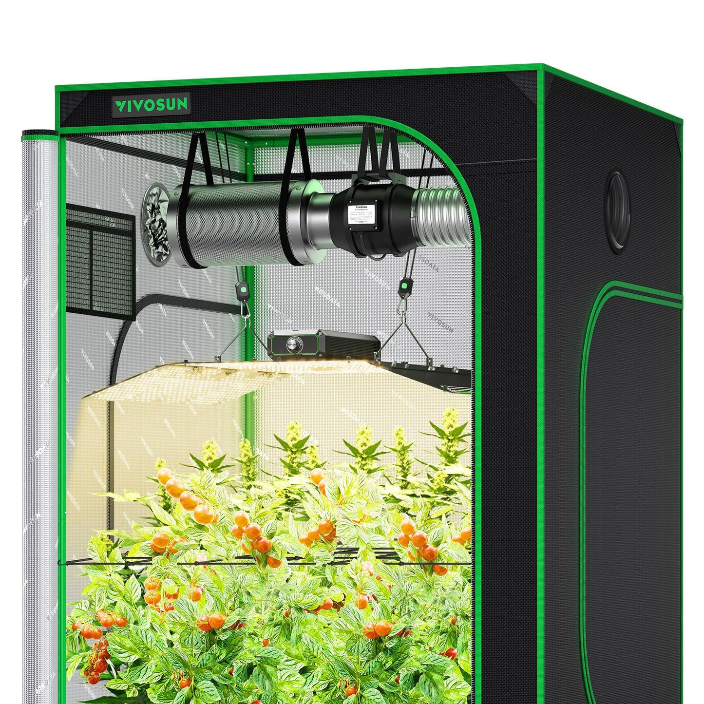 VIVOSUN 4×4 Grow Tent Kit Complete System, WiFi-Controlled Grow System with Full Spectrum 400W LED Plant Grow Light, Automatic Ventilation, GrowHub Outlet A22 with Temperature and Humidity Sensor