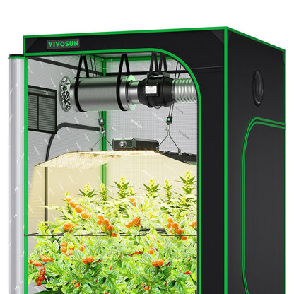 VIVOSUN 4×4 Grow Tent Kit Complete System, WiFi-Controlled Grow System with Full Spectrum 400W LED Plant Grow Light, Automatic Ventilation, GrowHub Outlet A22 with Temperature and Humidity Sensor