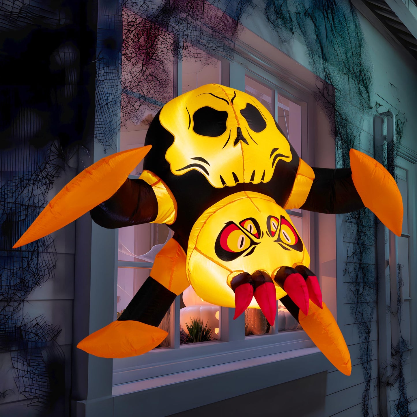 JOYIN 4ft Halloween Inflatable Spider Window Decoration, Stuck Blow Up Spider Window Breaker with LED Light, Scary Halloween Decoration for Outside Yard Garden Lawn House Decor