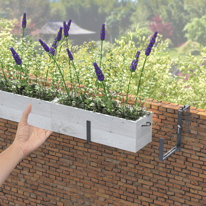 WISHCII Window Box Brackets, (5.9 to 11.8 Inches) Adjustable Planter Box Brackets, Heavy Duty Iron Flower Box Holder for Railings,- Perfect for Balconies, Fences, and Gardens (Classic Shape,4 Pack)