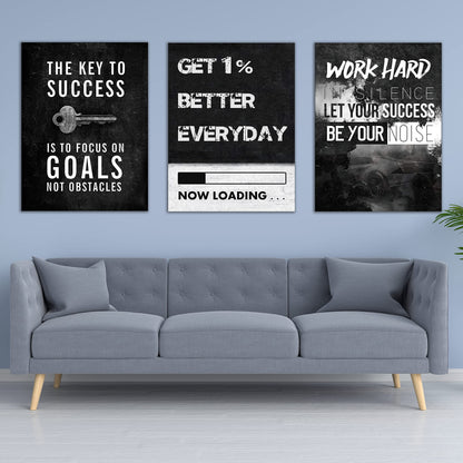 Yetaryy Motivational Poster Inspirational Wall Art 3 Pieces Canvas Painting Lion Artwork for Living Room Office Modern Home Decor Prints Pictures Wall Decor Framed Ready to Hang [36''Wx 16''H]