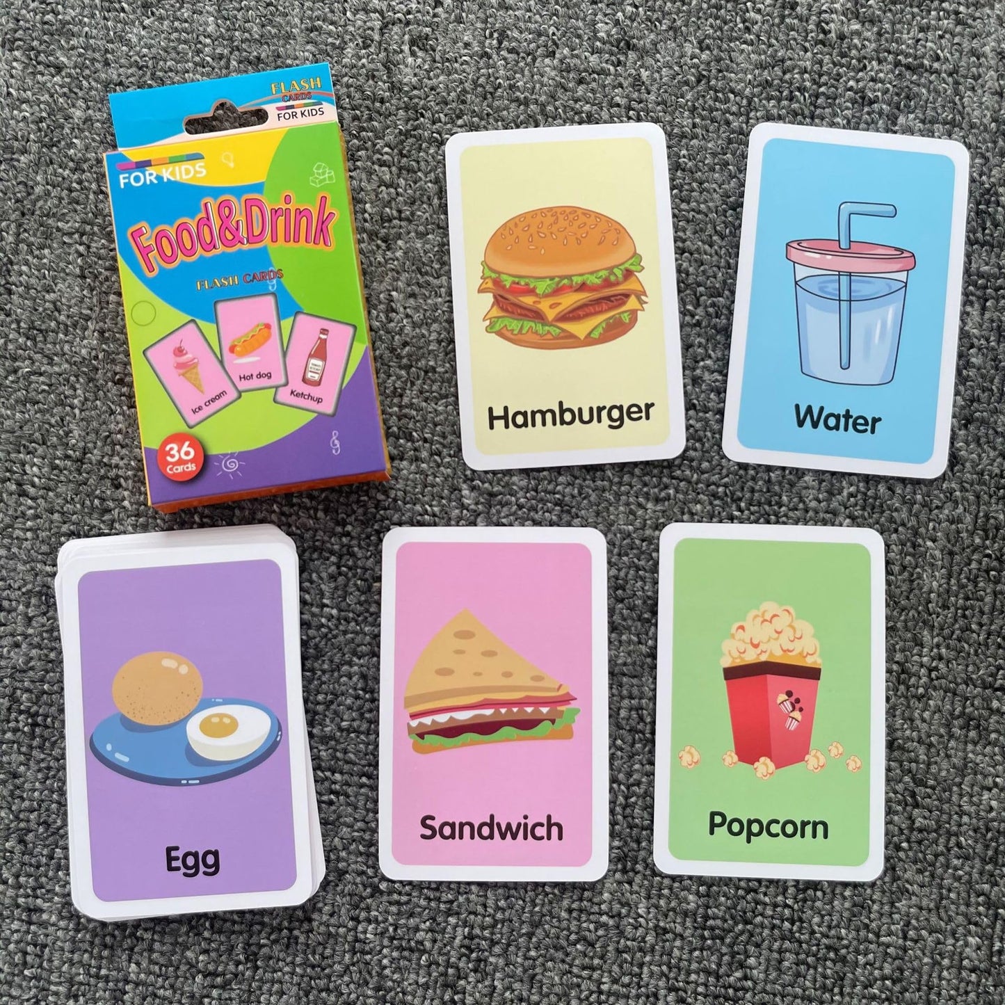 Flash Cards for Toddlers, Educational Learning Set of 144, Body Animal Food Fruit Cards, Ages 2-6, Montessori Preschool Learning Toys for Kindergarten (Orange, Pocket-Size)