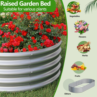Easllre 2PCS 8x4x1ft Galvanized Metal Raised Garden Bed Kit,Outdoor Planter Box Vegetables,Flowers,Herbs Durable Rust-Resistant Patio Gardening Beds