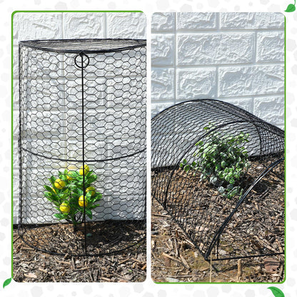 Tandefio 4 Pack Chicken Wire Cloche Plant Protectors from Animals 18.5 x 8 Inch Garden Cloches for Plants to Keep Bunnies Chicken Squirrels Birds Wild Animals Out, Arch Metal Tunnel Garden Cages