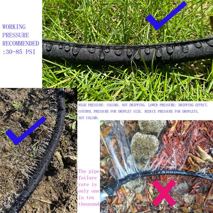 Secbulk 2026 Flat Soaker Hose 50 ft with Stakes for Garden, 50ft Linkable Drip Hose Diy Garden Irrigation System Saving 80% Water, Dual-layer Leak-free Design Water Hose with Holes