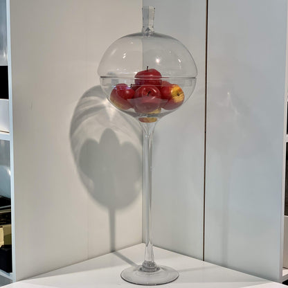 WGV Lollipop Vase, Width 11", Height 31.5", Clear Ball on Stand Glass Planter Terrarium with Stem, Candy Fruit Jar Floral Container for Wedding Party Event Home Office Decor, 1 Piece