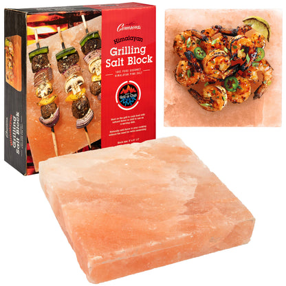 Camerons Himalayan Pink Salt Block for Grilling (8"x8") - Barbecue Grill Slab Maintains Even Temperature Hot or Cold - Naturally Adds Salty Flavor to Cooking - Barbecue Grilling Fathers Day Gift