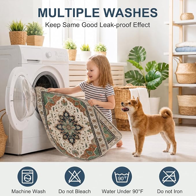 Washable Pee Pads for Dogs,Great Urine Absorbent Reusable Puppy Training Pads,Waterproof,Leak-Proof & Non-Slip Potty Pads for Whelping,Crate,Playpen,Bed.(Dark Teal Floral,36"x36")