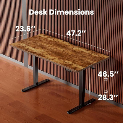 ErGear Height Adjustable Electric Standing Desk, 48 x 24 Inches Sit Stand up Desk, Memory Computer Home Office Desk, Vintage Brown