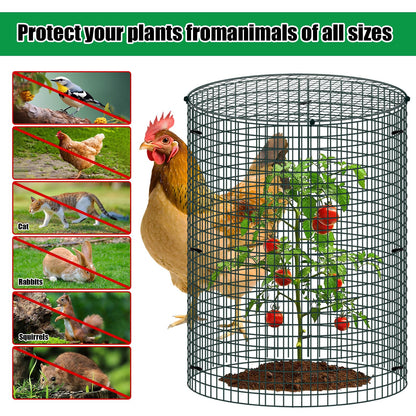 10 Pack Wire Plant Protector with Cover, 16"x12" Detachable Metal Plant Protectors Mesh, Garden Plant Protectors for Shrubs Flowers Vegetables to Keep Rabbit & Chicken Animals Out
