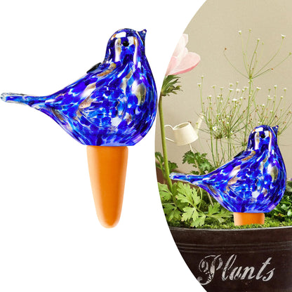 Naboher Glass Bird Shaped Plant Watering Ball Glass Automatic Watering Ball Flower Pot Insertion Spike Drip Irrigation Device Watering Ball Irrigation System Plant Enthusiast Gift (Dark Blue)
