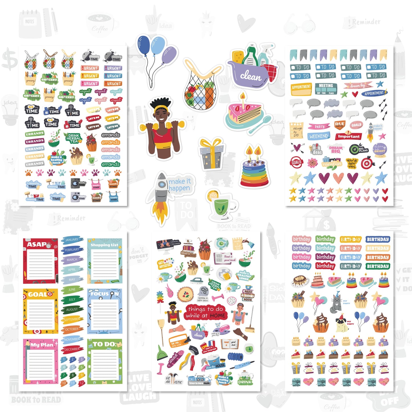 Planner Stickers - Productivity Stickers Set for Adults, Children, Teachers and Students| Perfect for Work and Personal Calendar