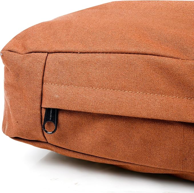 WHITEDUCK Outdoor Dog Bed Heavy-Duty 12oz Canvas, Water-Repellent Cotton, Machine Washable Removable Cover with Full-Length Zipper, Dog Bed for Large Dogs & Crate, (Brown) 41" Lx33 Wx4.3 th (XL)
