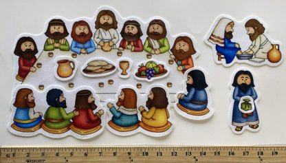 Easter Deluxe Felt Set Bible Flannel Board Stories 42 Pieces +Lesson + Activity Pages Story Jesus He Has Risen Made in the USA of Domestic Felt and Imported Ink Crucifixion Resurrection Last Supper