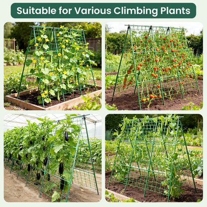 OTOSUNNY Cucumber Trellis for Raised Garden Bed, Garden Trellis for Climbing Plants Outdoor, A Frame Trellis Metal Climbing Plant Support Vine Vegetable Tomato Pole Bean Pea Trellis, 50x48 inch, Green