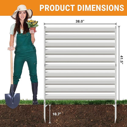CJF Outdoor Privacy Screens, 42" H x 38" W Metal Air Conditioner Fence Panels, Pool Equipment Enclosure, Trash Can Screens Fence Kit for Outside Backyard Patio(Withe/2-Panel)