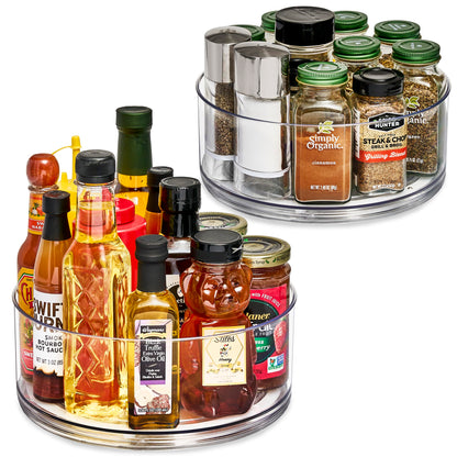 Sorbus 9 Inch Clear Lazy Susan Organizer, Turntable Organizer for Spice Organization for Cabinet, Lazy Susan Turntable for Kitchen, Home, Office, Closet, Classroom, Laundry Room Organization (2-Pack)