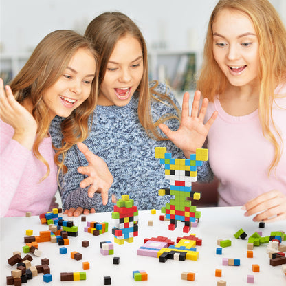 Picasso Cubes 0.5” Pixel Magnetic Puzzle Cube 200 Piece Mix & Match Sensory Toys STEAM Education Learning Building Block Magnets Children Construction Toy Set Stacking Magnet Creative Kit PMC200