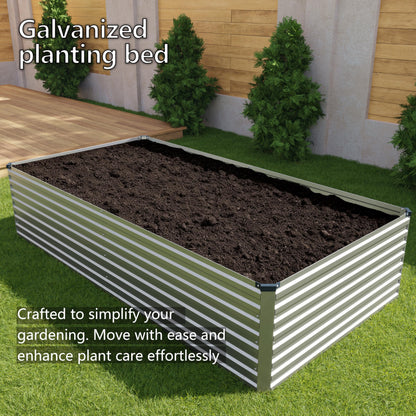 DIIYIV Galvanized Raised Garden Bed Kit Outdoor Patio,8x4x2ft Large Rectangular Metal Planter Boxes,Deep Root Box Planter for Gardening,Vegetables,Flowers,Herbs-Silver