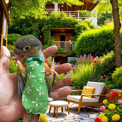 2 Pcs Bird Diapers Bird Harness Flight Suits Diapers with 80 Inch Flying Leash Reusable Parrot Nappy with Waterproof Inner Layer for Cockatiel Budgie Conure Parakeet Lovebird-Bowknot&Lemon