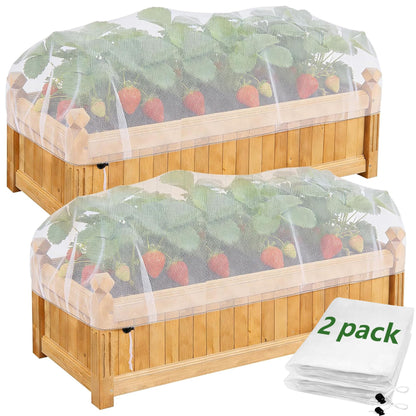 2 Pack Garden Netting for Raised Beds, 37.4" x 19.6" x 19.6" Garden Bed Insect Bird Netting Cover, Raised Garden Bed Plant Cover Mesh Pest Barrier Screen for Protecting Vegetables Fruits Flowers