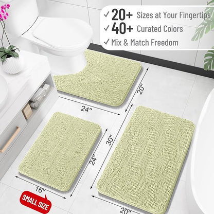 OLANLY Toilet Rugs U-Shaped 20x20, Extra Soft Absorbent Chenille Contour Bathroom Rugs for Toilet, Dry Quickly, Machine Washable, Non-Slip Bath Mat, Vanilla