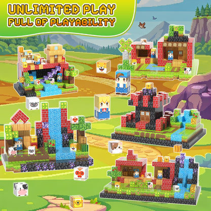 Fitrobust 300PCS Magnetic Blocks, Magnetic Building Blocks, 0.78in Magnetic Building, STEM Game Stacking Toys for Kids, Birthday Gifts for Boys and Girls Age 3+ Years Old