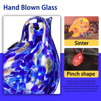 Plant Watering Globes, Bird Glass Self Watering Planter Insert - Glass Plant Water Globes for Daily Use, Planter Spikes to Support Indoor & Outdoor Plant Health, Dark Blue