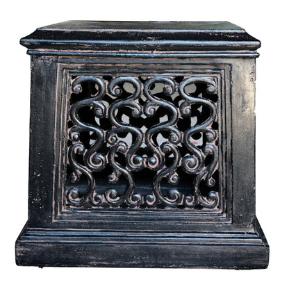 MPG Planters 26 in. Cast Stone Square Tapered Garden Pedestal in an Aged Charcoal finish