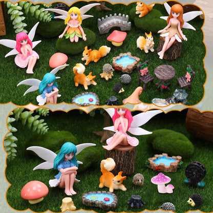 GGSTDDUP Fairy Garden Accessories 25Pcs - Miniature Garden Ornaments Landscape Decorations Mini Fairy Figures Animal Plant Furniture Set for DIY Terrarium Potted Plants Dollhouse Decor