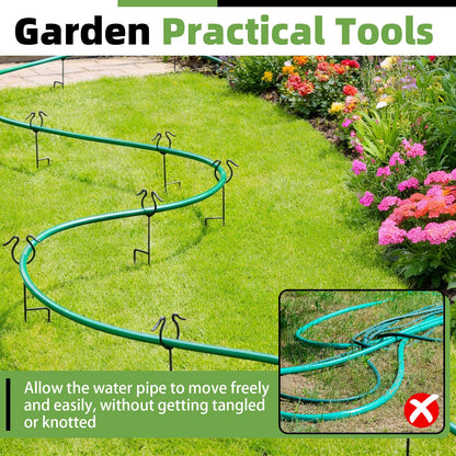 U0U 5 Pack Garden Hose Guide Spike,14Inch Metal Hose Guides for Garden,Heavy Duty Hose Guide Stakes for Keeps Garden Hose Out of Flower Beds and Plant Protection (5, Black)