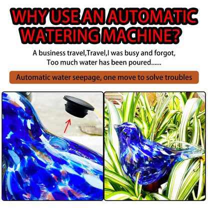 Naboher Glass Bird Shaped Plant Watering Ball Glass Automatic Watering Ball Flower Pot Insertion Spike Drip Irrigation Device Watering Ball Irrigation System Plant Enthusiast Gift (Green)