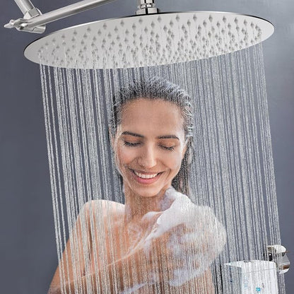 NearMoon Rain Shower Head, Ultra-Thin Design-Pressure Boosting, Awesome Some Experience, High Flow Stainless Steel Rainfall Head (16 Inch, Brushed Nickel)