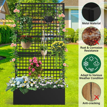 Toriexon Metal Planter Box with Trellis 36" L x 16" W x 72" H, Raised Garden Bed with Privacy Screen, Privacy Planters for Climbing Plants, Flowers, Vegetables, Fruits