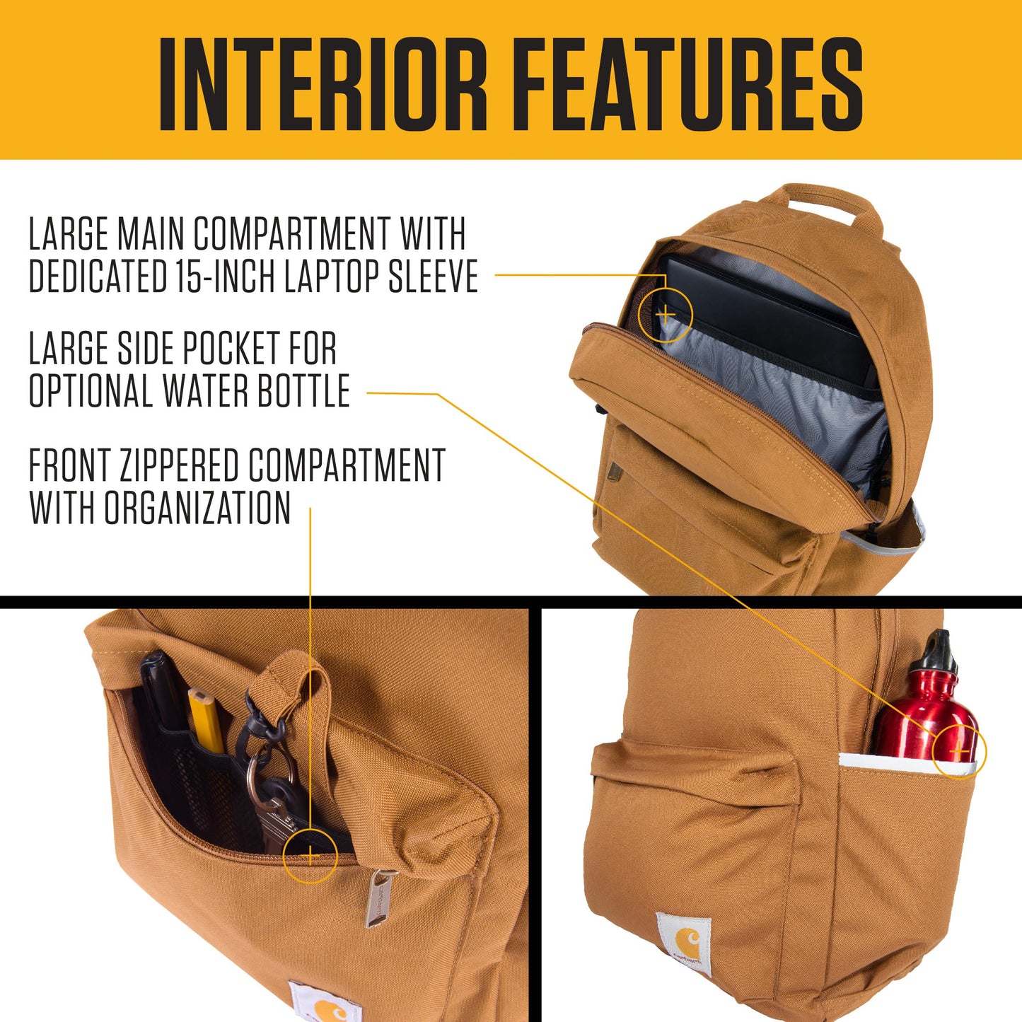 Carhartt 21L Classic Laptop Backpack, Water-Resistant Pack W/ 15" Laptop Sleeve and Organizational Compartments, Greenstone