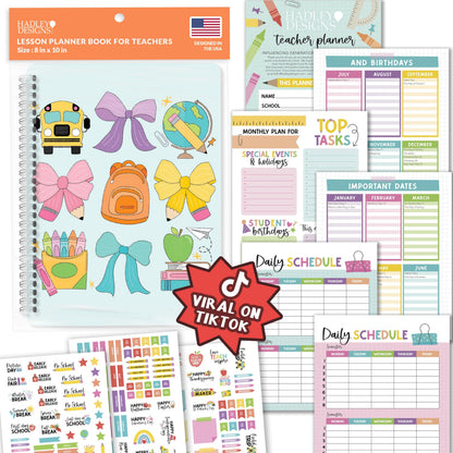 Hadley Designs Teacher Planner 2025-2026 – Lesson Planner Book for Teachers Must Haves, Undated Teacher Planners, Lesson Plan Notebook, Homeschooling Planners, Teachers Appreciation Gifts