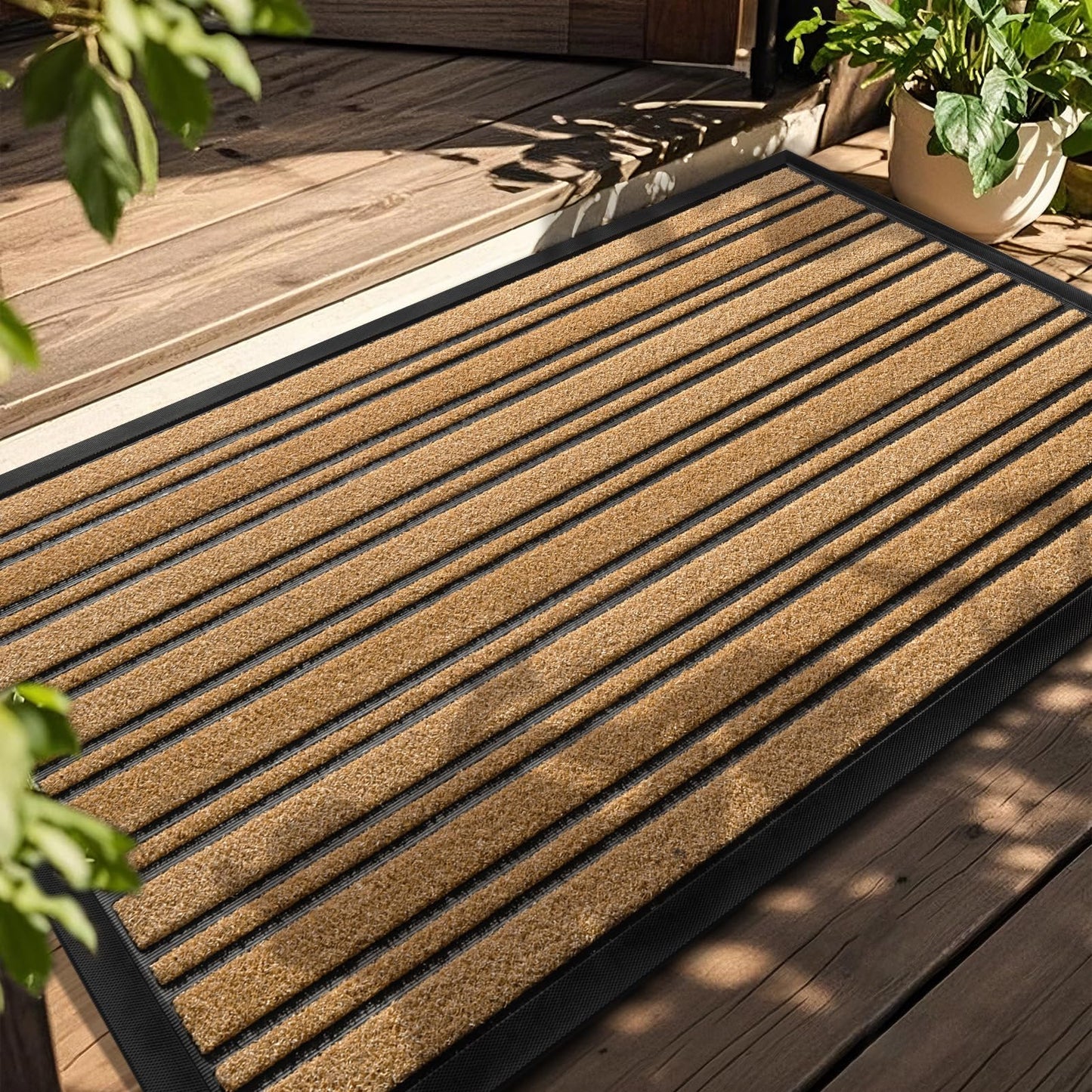 BEHERO Door Mat Outdoor Entrance, 30.5"x17" Extra Durable Front Door Mat Outside, Heavy Duty Welcome Mat for Outside Entry, Back Door Mats Non Slip, Waterproof All-Season Doormats, Yellow