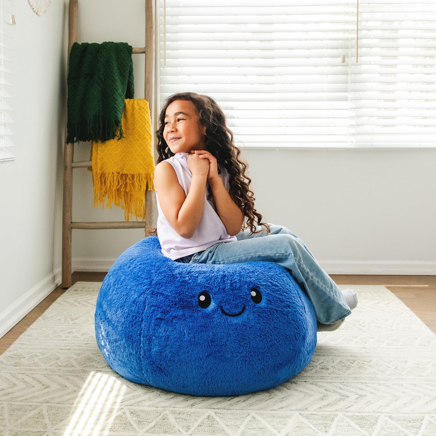 Big Joe Classic Bean Bag Chair, Mini Clouds Oat Smartmax, Durable Polyester Nylon Blend, 2 feet Round