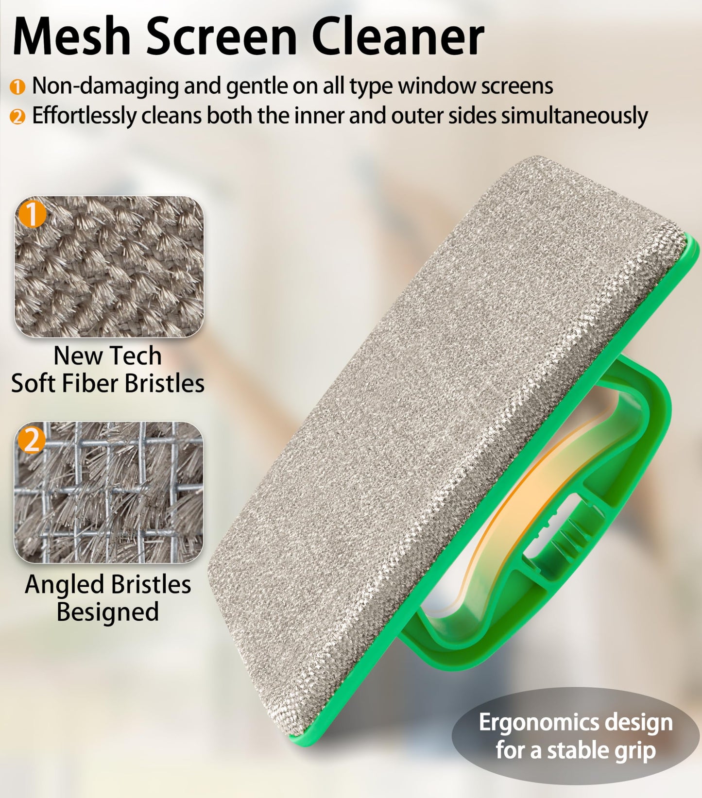 MyLifeUNIT Mesh Screen Cleaner, Detachable Window Screen Cleaning Brush Washing Tool, Windows Screen Cleaner with Wet and Dry Dual-Use