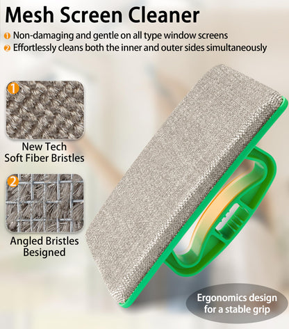 MyLifeUNIT Mesh Screen Cleaner, Detachable Window Screen Cleaning Brush Washing Tool, Windows Screen Cleaner with Wet and Dry Dual-Use